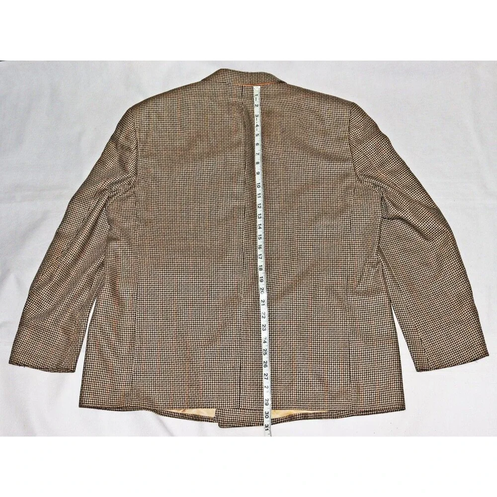 Bartolini 100%‎ Silk Sport Coat Blazer Jacket S 44 Houndstooth Check Vintage
